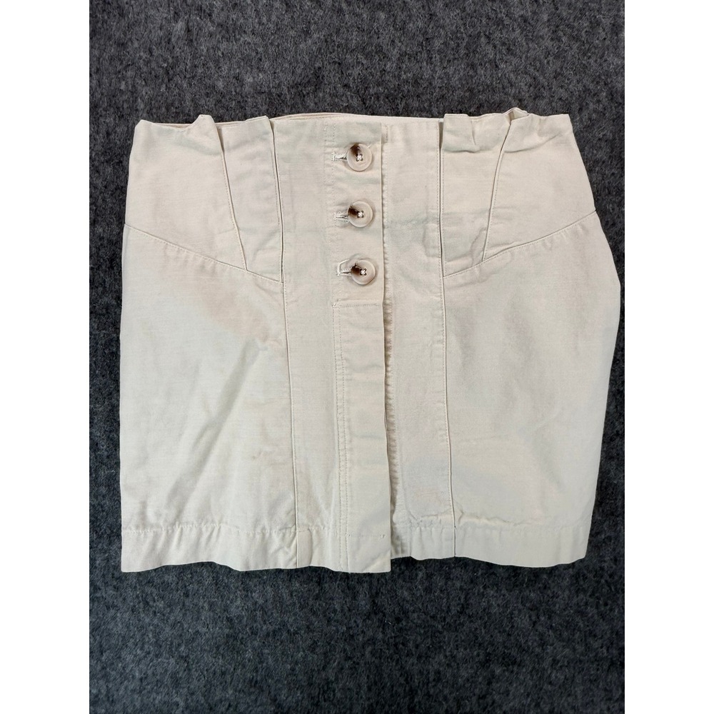 Altar'd State Cream Beige Cotton Button Front Mini Skirt XS C31261A